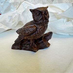 Vintage Handcrafted Brown Owl Figurine